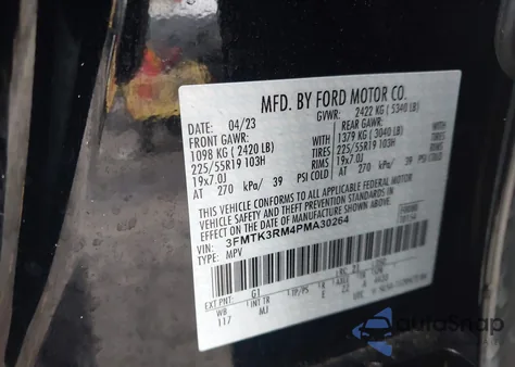 2023 Ford Mustang Mach-E Premium z USA, uszkodzony, nr VIN 3FMTK3RM4PMA30264